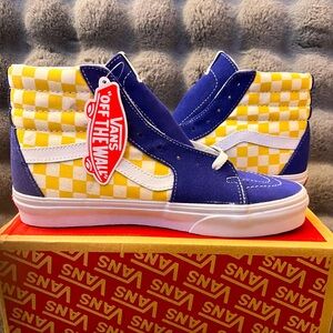 Vans SK8-HI BMX Checker Skater Sneaker Blue/Yellow Size Men 9 Wom 10.5 BrandNew